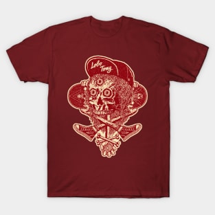 SKATEBOARD SKULL (red edition) By Lobo Tomy T-Shirt T-Shirt